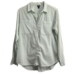 PATAGONIA Seafoam Striped Lightweight Buttondown Shirt Size Medium